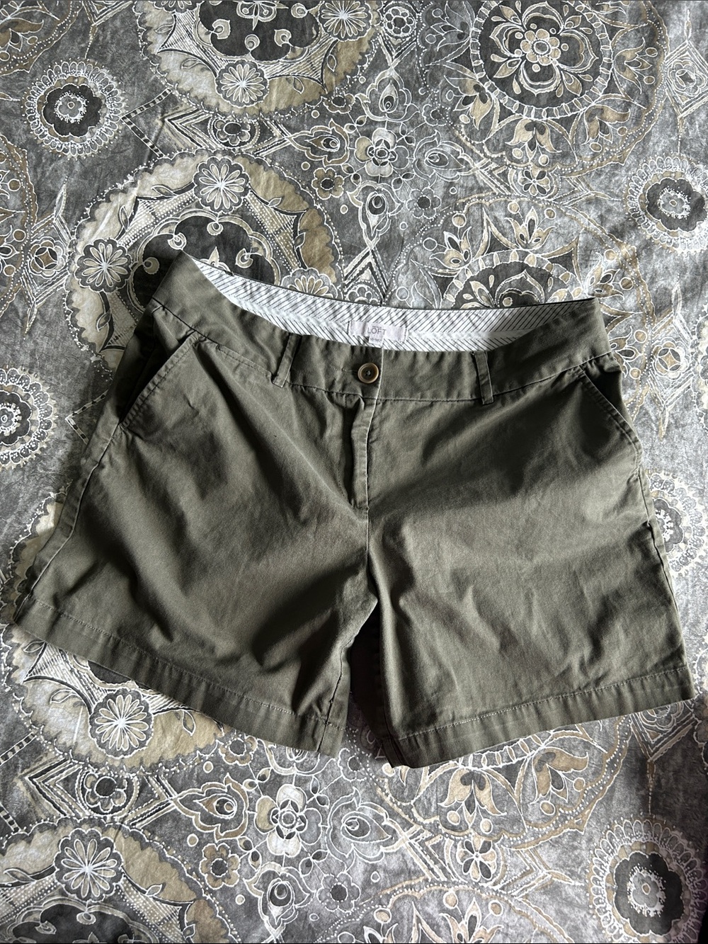 LOFT Olive Utility Chino Shorts